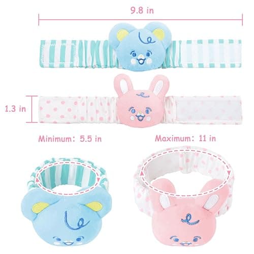 LittleForBig Adult Wrist Rattles Soft Adjustable Bracelet with Bell for Adult - Baby Parade Pattern 2-Pack thumbnail 5