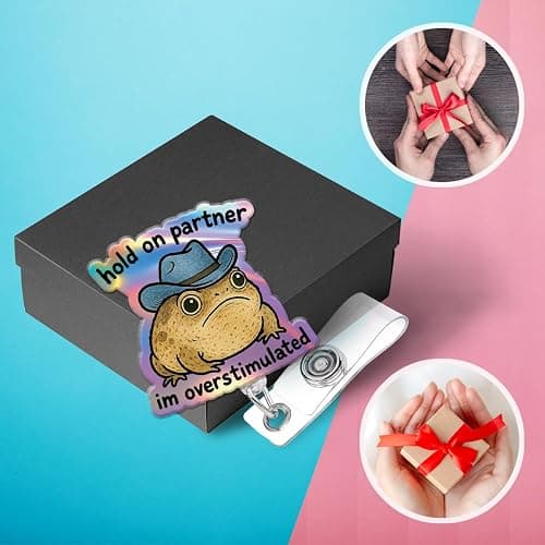 Funny Badge Reel, Cute Cowboy Frog ID Badge Reels Retractable Holder Glitter with Alligator Clip for Pediatric Decorative Nurse Nursing Office Worker Student Teacher Mental Health Doctor thumbnail 5