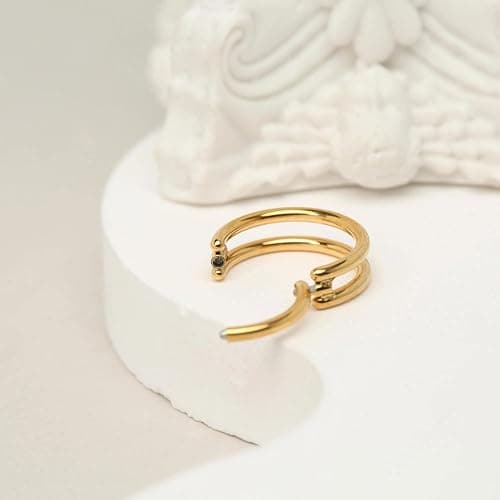 2 PCS Small Cartilage Double-Hoop Helix Conch Piercing Earrings With Cubic Zirconia For Women Trendy 14K Gold Plated Stainless Steel Sets Jewelry thumbnail 7