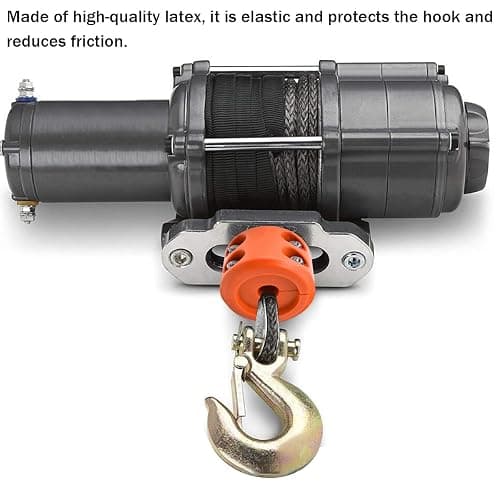 Bittwee Car Rubber Winch Stopper for ATV UTV Truck, Cable Saver Hook Stopper Line for Synthetic Rope, Bump Shock Saver Dampener with Stainless Steel Screw and Nut, Quick Installation Tool (Orange) thumbnail 4