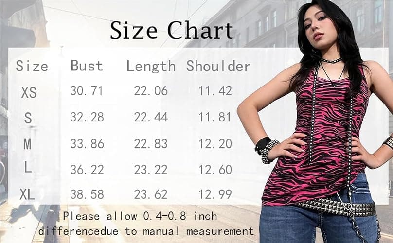 Pinclodly Y2K Tops for Women Striped Zebra Print Tank Tops U Neck Sleeveless Leopard Print Top Emo Grunge Shirts for Teens thumbnail 4