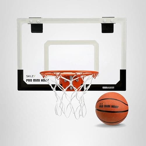 SKLZ Pro Mini Indoor Basketball Hoop with Ball, Over the Door, Shatter-Proof Backboard, Spring-Action Break-Away Steel Rim, Great for Home, Dorm Room, and Office thumbnail 11