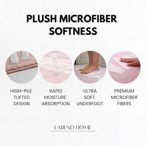 LABEND HOME Get Naked Bath Mat 20" x 31.5” - Funny Bathroom Rug, Plush Microfiber Non-Slip Backing, Machine Washable Quick-Dry Bath Decor - Pink thumbnail 3