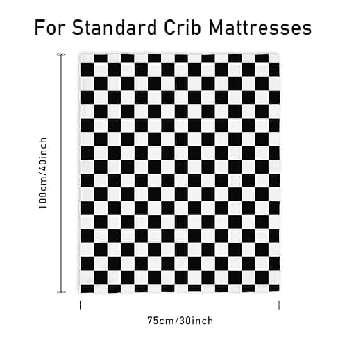 CIVARUA KIDS Checkered Baby Blankets for Boys, Comfy Durable Blanket with Double Layer Dotted Backing Checkerboard Grid Chessboard Gingham Bed Blankets for Newborn Infants Black, 30x40 Inches thumbnail 3