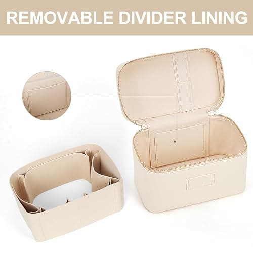 HiTotes Makeup Bag Vanity Case for Women Leather Cosmetic Bag Travel Toiletry Bags Portable Makeup Organizer Case thumbnail 4