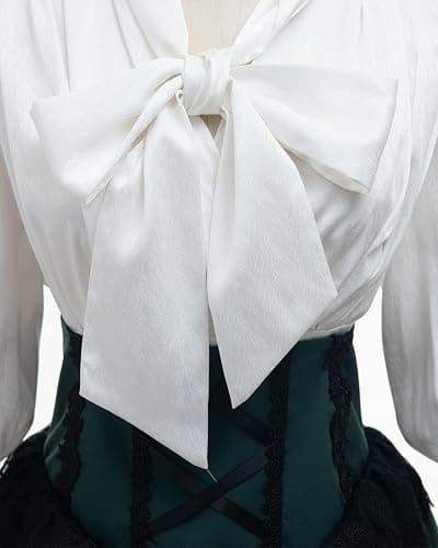 Nuoqi Victorian Blouse Womens Gothic Shirt Vintage Long Sleeve Lotus Ruffle Tops thumbnail 7