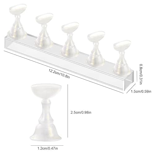 Etercycle Nail Stand Acrylic Nail Art Display Stand Practice Nail Holder for Painting Nails Magnetic Practice Stands with Double-sided Tape For Home DIY Salon Supplies (White with gold) thumbnail 7