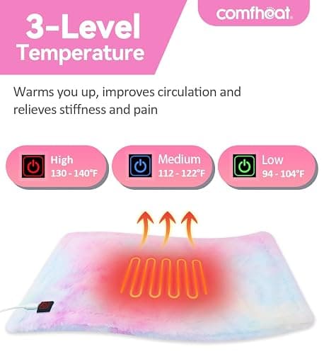 Comfheat USB Heating Pad, 5V Heated Travel Pads, 3 Heat Settings & Auto Shut Off, Hot Therapy for Pain Relief Abdomen Cramps (16"x 12") (Non-Chargeable) Colorful - Colorful thumbnail 3