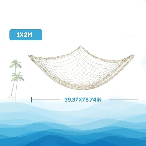 Sukh 2PCS Fish Net Decorative - Fish Net Decorations Decorative Netting Nautical Fishnet Table Runner Nets Netting Fishnet Ocean Party Rope Decoration thumbnail 2