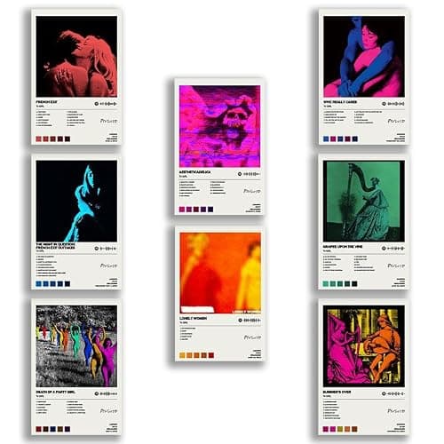 generisch TV Poster Album Cover Limited Edition Posters (Set of 8) Unframed 8inch X 12inch(20 X 30cm) Room Aesthetic Scannable Song Code Music Posters - Image 1