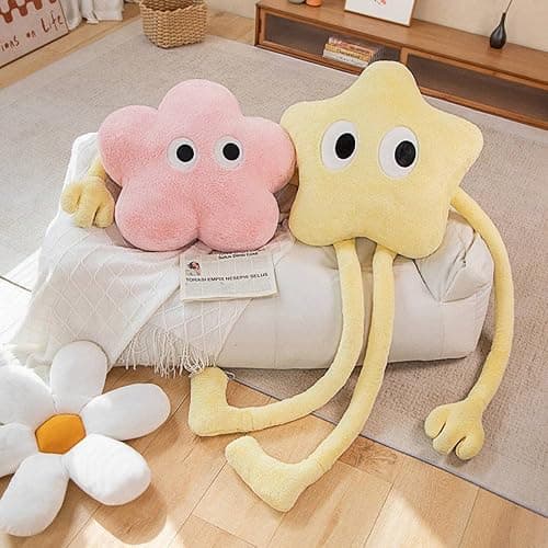 Paperre Star Shaped Pillow with Big Eyes, 64 Inch Star Shaped Plush Pillow Stuffed Cushion Decorative Throw Pillow, Star Pillow for Bedroom (Yellow) thumbnail 6
