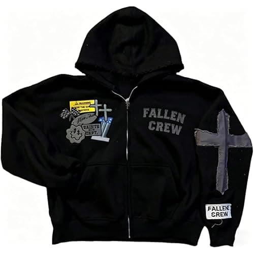 RICHTRUE Y2k Zip Up Hoodie Men Women Oversized Graphic Hoodies Vintage Goth Sweatshirt 2000s Hip Hop Streetwear Jacket thumbnail 3