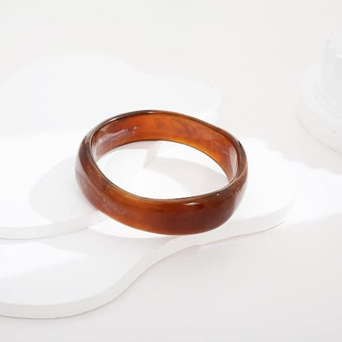 HUAYUNFANG Chunky Acrylic Bangles Bracelets For Women Geometric Acrylic Resin Acetate Mottled Wide Bangle Bracelet Statement Colorful Bangles for Party thumbnail 3