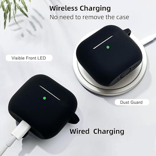 Koujaon Airpods 4 Cases Silicone Protective Case for Airpod 4 with Bling Keychain for Apple AirPods 4th Generation Wireless Earbuds with Cleaner Kit (Black) thumbnail 4