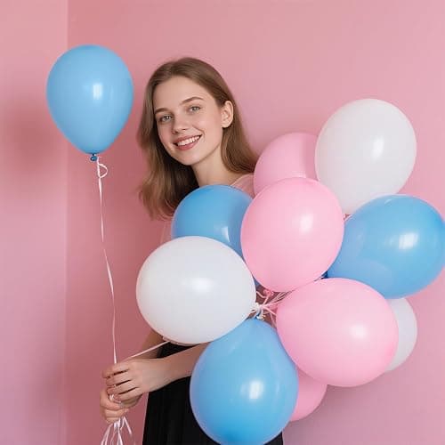 60 Stück Luftballons Blau Rosa Weiß, Helium Ballons Pastell Blau Rosa, Gender Reveal Latex Ballons, 12 Zoll Partyballon fur Hochzeit Geburtstag Geschlecht Offenbaren Jahrestag Babyparty Dusche - Farbe B8 thumbnail 6