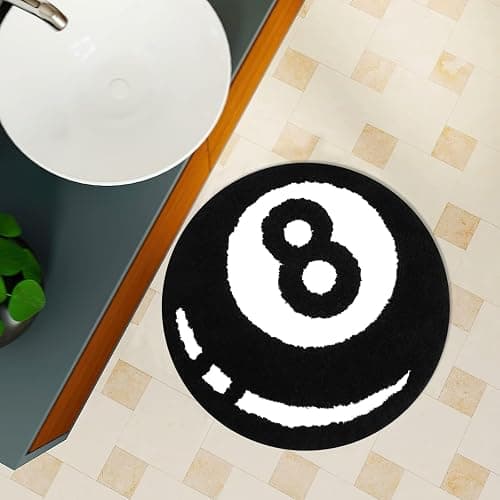 Percozzi 8 Ball Tufted Rug Billiards Bath Mat for Tub Cool Bedroom Aesthetic Bathroom Shower Absorbent Small Floor Carpet Minimalist Non Slip Trendy Bathmat Washable New Home Essentials House Decor thumbnail 5