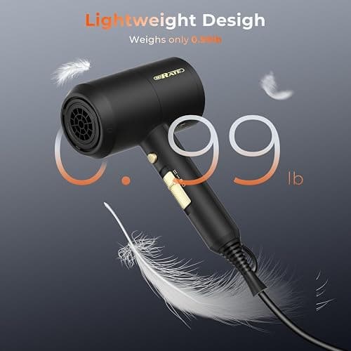 SHRATE Ionic Hair Dryer with Diffuser | Professional Blow Dryer for Curly, Frizzy & All Hair Types | Low Noise & Gentle for Sensitive Hair | Compact & Portable Design for Home, Travel, Women & Men thumbnail 4