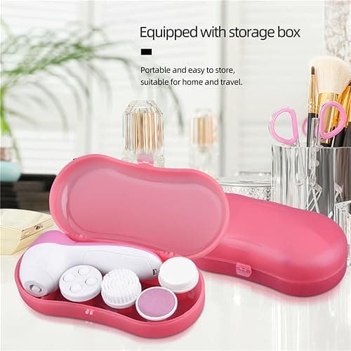 Facial Cleansing Brush Face Brush Electric Face Massager Facial Cleansing Spin Brush Set for Gentle Exfoliating,Removing Blackhead Gift Skincare for Teenage Girl(Pink1) thumbnail 7
