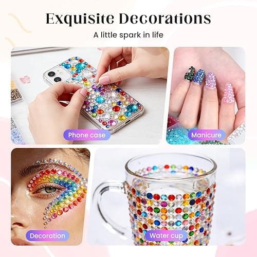 Colorful DIY Resin Rhinestone Kit for Bedazzling, Resin Jelly Rhinestones for Bedazzling, Multicolor 3mm Flatback Gems for Diamond Art 3Pcs B7000 Jewelry Glue for Bedazzled Nail Art （30000） thumbnail 5