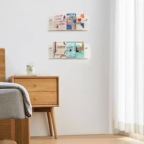 ZQDQIUQIU 2 Pack Acrylic Magazine Holder, Wall Mounted Magazine Rack Floating Bookshelf for Waiting Room, Living Room, Office, Home (Clear, 16 Inch) - Clear - 16 Inch thumbnail 6