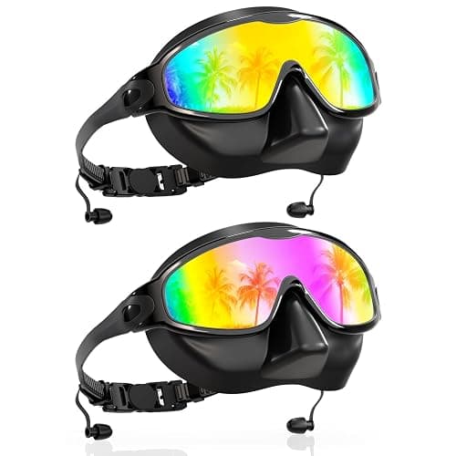 Aegend Swim Goggles with Nose Cover for Adults, 2 Pack Wide View Swimming Goggles Anti-Fog/UV No Leak for Men & Women - Image 1