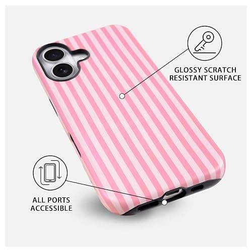 NITITOP for iPhone 16 Plus Case Magnetic Stripe - Pink | Cute, Compatible with MagSafe, Matte, Vertical, For girl woman man boy, Dual-Layer Soft TPU Hard Back, Shockproof thumbnail 6