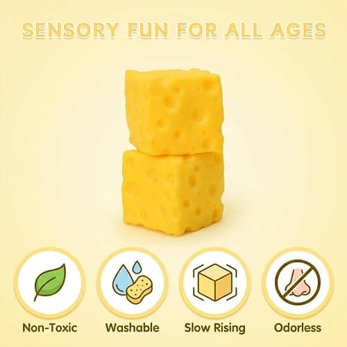 2Pack Cheese Squishy Toy - Super Soft Stretchy Stress Ball, Sensory Fidget Toy for Kids & Adults, Anxiety Relief Desk Decor, Funny Food Theme Easter Gift for Stress Relief thumbnail 4