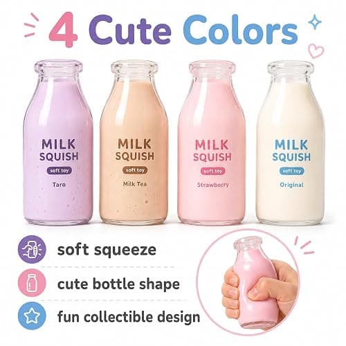 Milk Bottle Shaped Squishy Toy，Pink Milk | Soft elastic material thumbnail 3