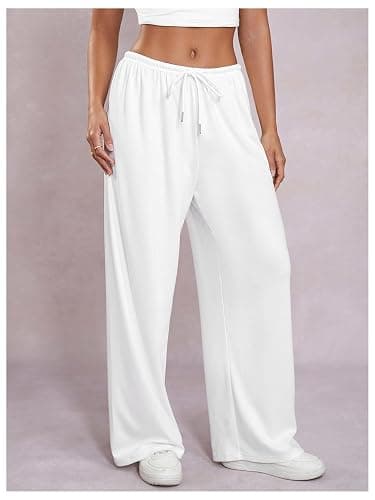 RoseSeek Women's Drawstring Waist Straight Streetwear Long Wide Leg Pants Casual Loose Baggy Workout Long Fall Sweatpants thumbnail 3