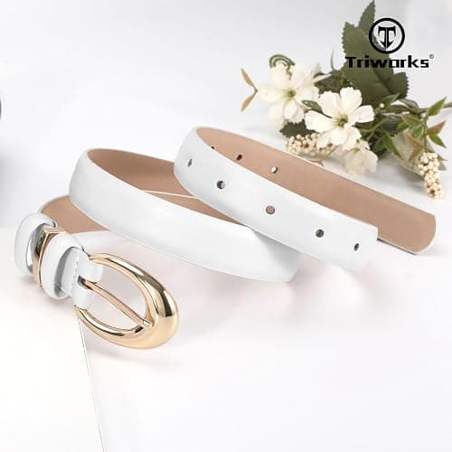 TRIWORKS 3 Pack Women Leather Belt for Jeans Pants Fashion Ladies Faux Leather Belt with Gold Buckle thumbnail 7