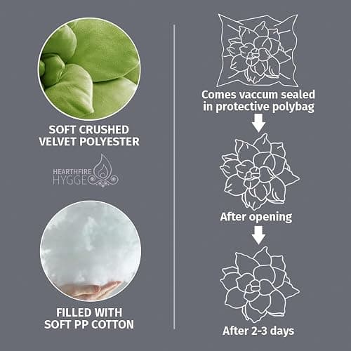 Hearthfire Hygge 3D 17" Green Succulent Pillow | Hand-Stitched Flower Pillow for Bedroom, Living Room, and Nursery | Cozy Decorative Leaf Throw Pillow thumbnail 7