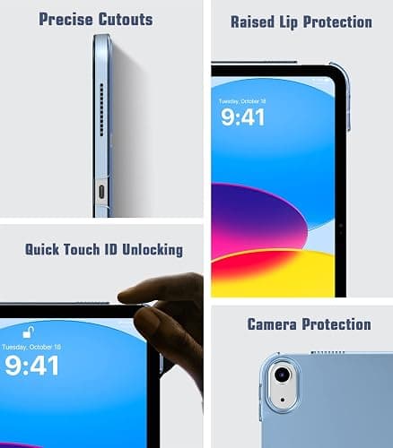 TiMOVO Case for iPad (A16) 11th Generation 11 Inch 2025/iPad 10th Generation 10.9 Inch 2022, Slim Stand Cover with Hard Translucent Back, Support Touch ID, Auto Wake/Sleep, Abyss Blue thumbnail 6