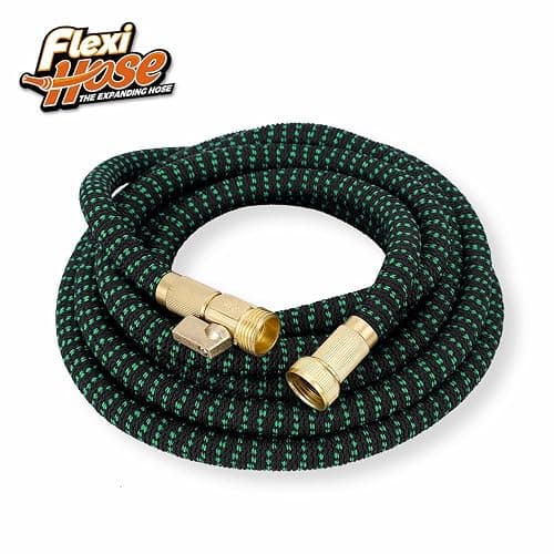 Flexi Hose with 8 Function Nozzle, 50FT - Lightweight Expandable Garden Hose, No-Kink Flexibility, 3/4 Inch Solid Brass Fittings and Double Latex Core - Black and Green thumbnail 5
