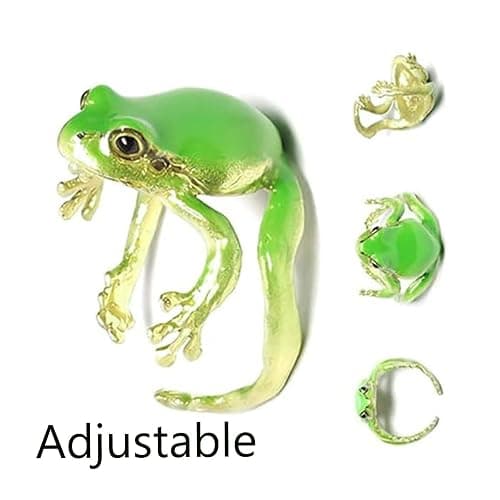 ULLKEL 2 Pcs Cute Frog Rings for Women Adjustable Open Band Green Animal Finger Accessories Whimsical Jewelry for Best Friend Birthday Daily Wear thumbnail 6