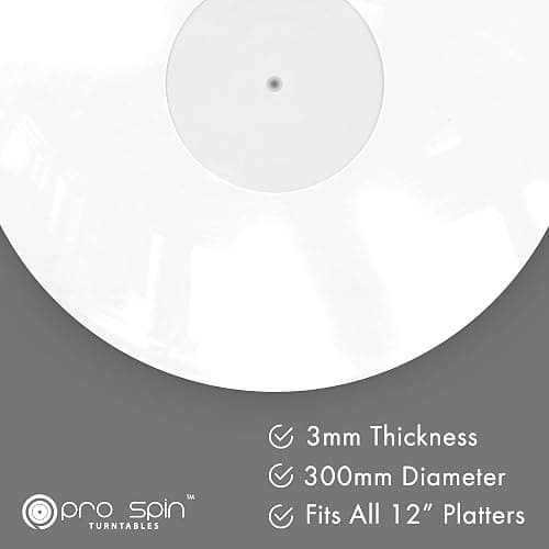PRO SPIN White Acrylic Turntable Mat - Platter Slipmat for 12" Vinyl Vintage Record Player - Antistatic Cover, Reduces Noise & Sounds from Static & Dust - Tighter Bass Quality, Record Player Mat thumbnail 3