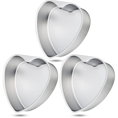 Nuogo 3 Pieces Heart Shaped Cake Pans 8 Inch Aluminum Heart Cake Pans Funny Cake Tins for Baking DIY Mold Tool for Kitchen Birthday Wedding - Image 1