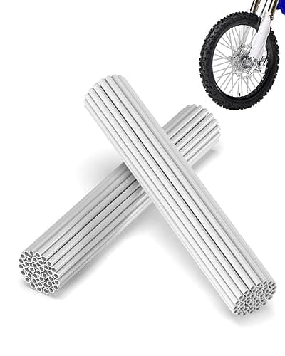 HHLUPUP Universal Bike Spoke Covers - 72Pcs Motorcycle Wheel Spoke Wraps Pipe Trim Decoration Protector Spokes for Bikes Dirt Bike - white