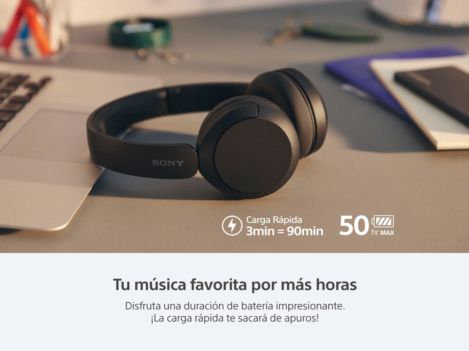 Sony Audífonos inalámbricos on-Ear WH-CH520 hasta 50 Horas de duración de batería, Blanco (Versión Nacional) thumbnail 3