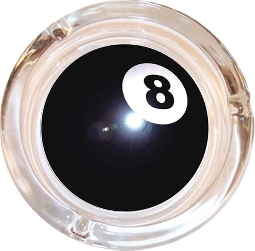 8 Ball Glass Ashtray - 4" Round - Image 1