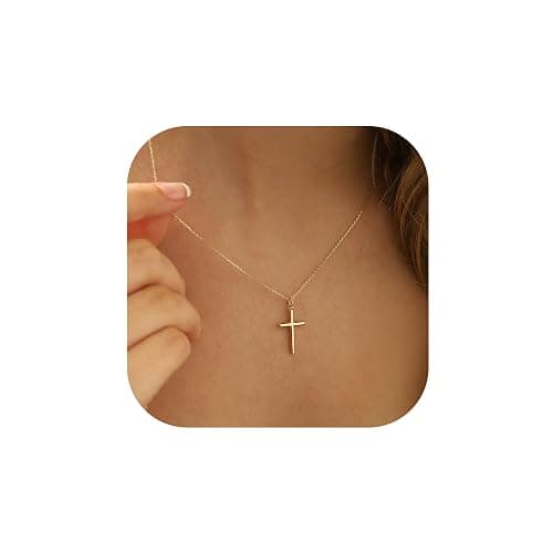 MONOZO Cross Necklace for Women，14K Gold Plated Cross Necklace Layered Gold Cross Necklace Tiny Sideway Cross Choker Necklace Gold Cross Necklaces for Women Trendy Gold Jewelry Gifts for Women Trendy - Image 1