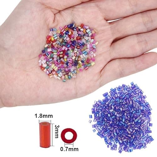 EuTengHao 14400pcs Tube Beads Bugle Glass Seed Beads, Small Craft Spacer Beads for DIY Bracelet Necklaces Crafting Jewelry Making Supplies with Two Crystal String (3mm, 600 Per Color, 24 Colors) thumbnail 3