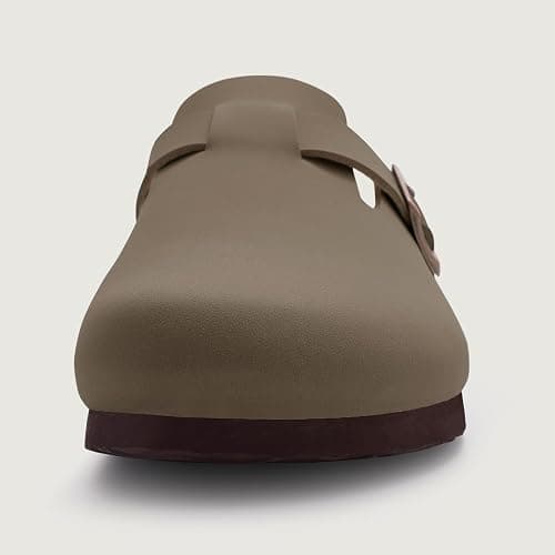 KIDMI Unisex Vegan Suede Clogs Leather Mules Womens Mens Cork Footbed Potato Shoes with Arch Support thumbnail 4