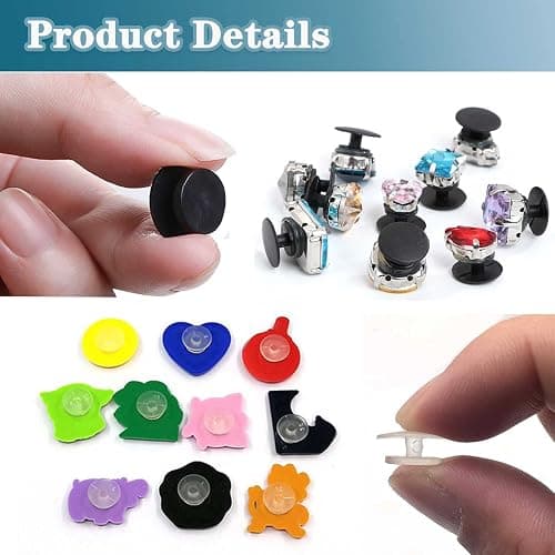 PUSNMI Buckle Plastic Button, Shoe Charm Backs Buttons Mixed Colors Black and Clear Round Buttons Accessories for Flat Shoe Charms, Wristband Charms Back, Factory DIY Ornaments 200pcs thumbnail 4