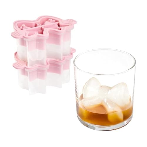 Tovolo Bow Ice Mold Pack of 2 Pink Holiday Bow Shaped Ice Cube Molds for Cocktails, Festive Ice Mold Christmas Stocking Stuffer for Adults, Slow Melting Dishwasher Safe BPA Free Holiday Ice Molds - Image 1