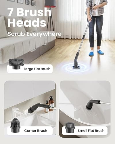 Leebein Electric Spin Scrubber, 2026 Upgraded Cordless Cleaning Brush Bathroom Scrubber, IPX7 Waterproof Electric Scrubber with 7 Brush Heads, Extendable Long Handle Power Scrubber for Bathtub Floor thumbnail 6