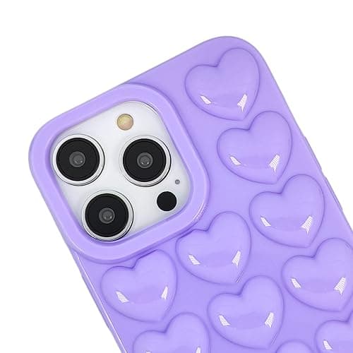 DMaos for iPhone 16 Plus Case for Women, 3D Pop Bubble Heart Gel Cover, Cute Girly for iPhone16 Plus 6.7 inch - Lavender thumbnail 4