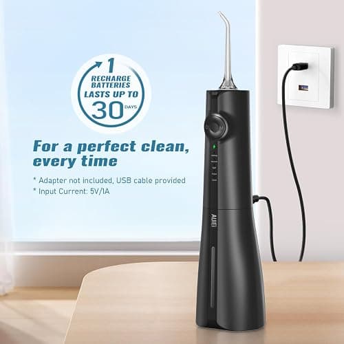 Water Flosser Pick for Teeth & Braces, 300ML Cordless Power Dental Flossers with 8 Jet Tips, Oral Irrigator 5 Use Modes, IPX7 Waterproof, Portable for Home Travel thumbnail 7