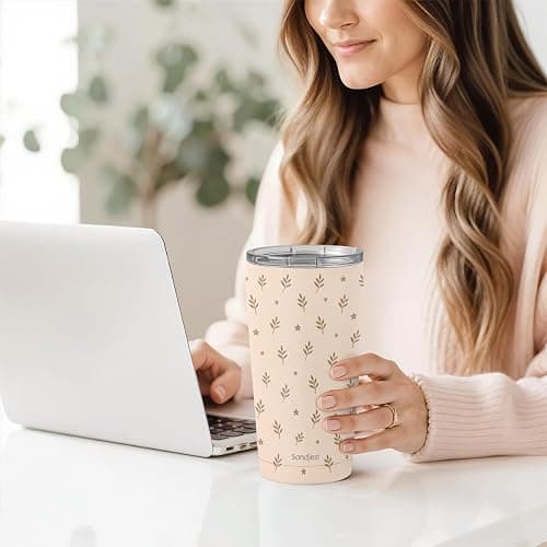 SANDJEST Botanical Tumbler 20oz, Stainless Steel Travel Cup with Lid, Insulated Coffee Mug, Botanical Gifts for Women Girls Friends Sisters on Birthday Christmas thumbnail 2