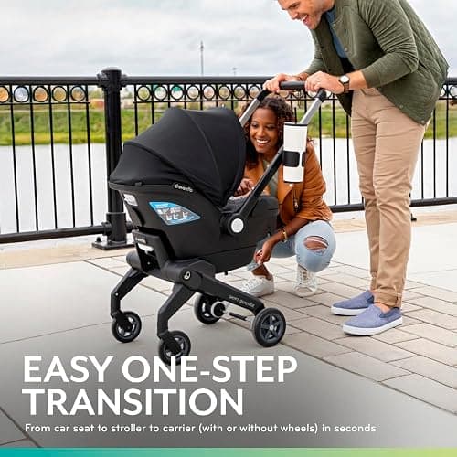 Evenflo Shyft DualRide Preemie and Infant Car Seat Stroller Combo | with Carryall Storage Bag and SensorSafe Technology, 3-30 lbs (Boone Gray) thumbnail 5