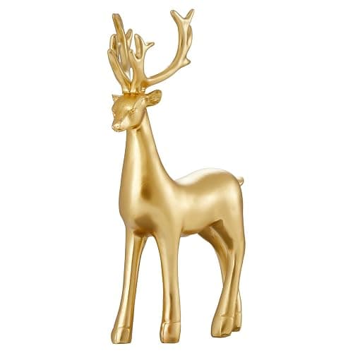 Christmas Decoration 2PCS Reindeer Resin Ornaments Mother Child Deer Couple Deer Sculpture used for Living Room Bookshelf Bedroom Wine Cabinet Decoration to Enhance Atmosphere (Gold Smooth) thumbnail 9